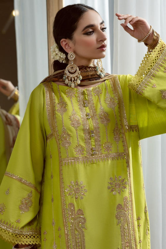 3PC Unstitched Embroidered Lawn Shirt | Chiffon Digital Printed Dupatta | Cambric Dyed Trouser