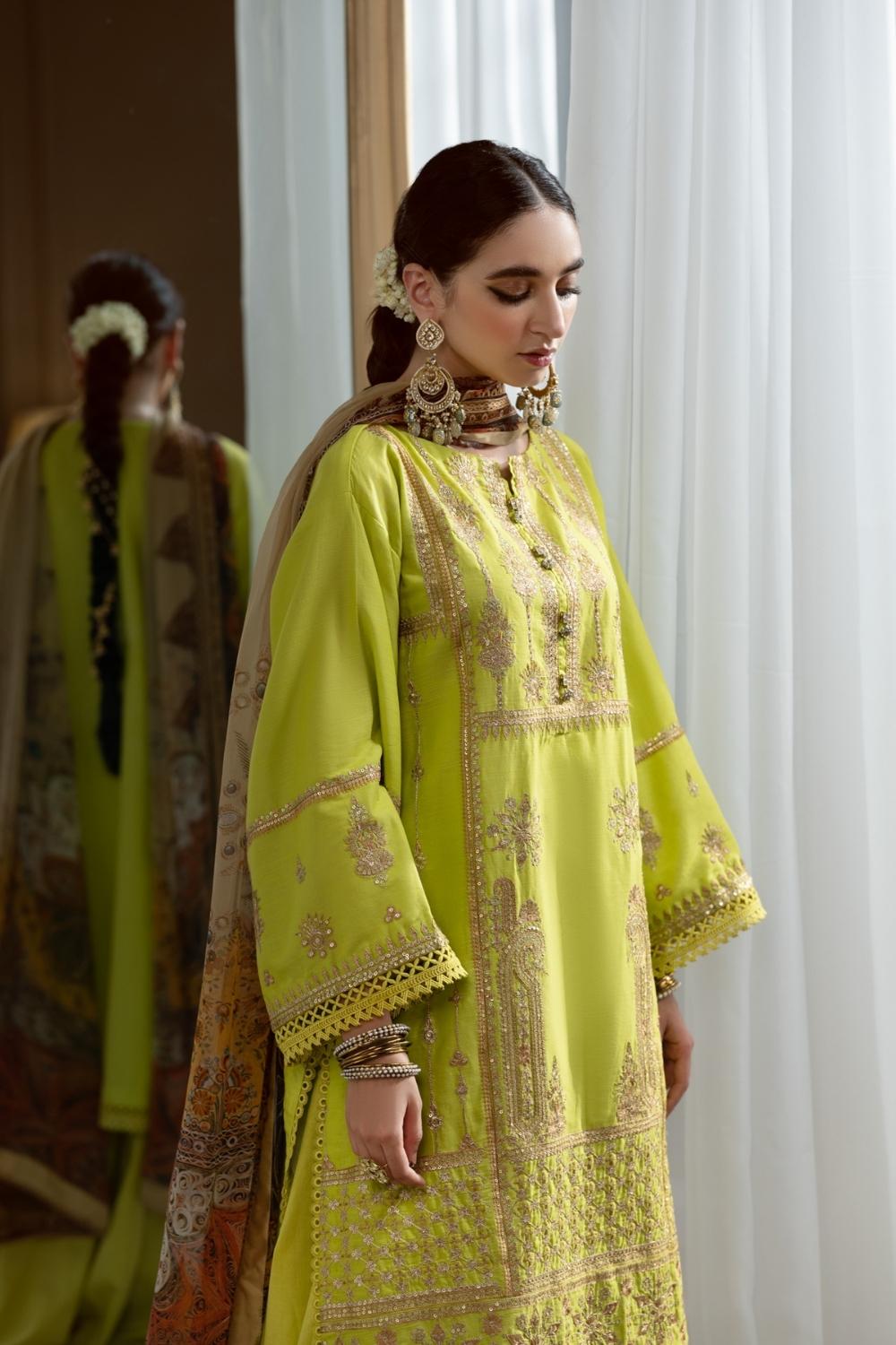 3PC Unstitched Embroidered Lawn Shirt | Chiffon Digital Printed Dupatta | Cambric Dyed Trouser