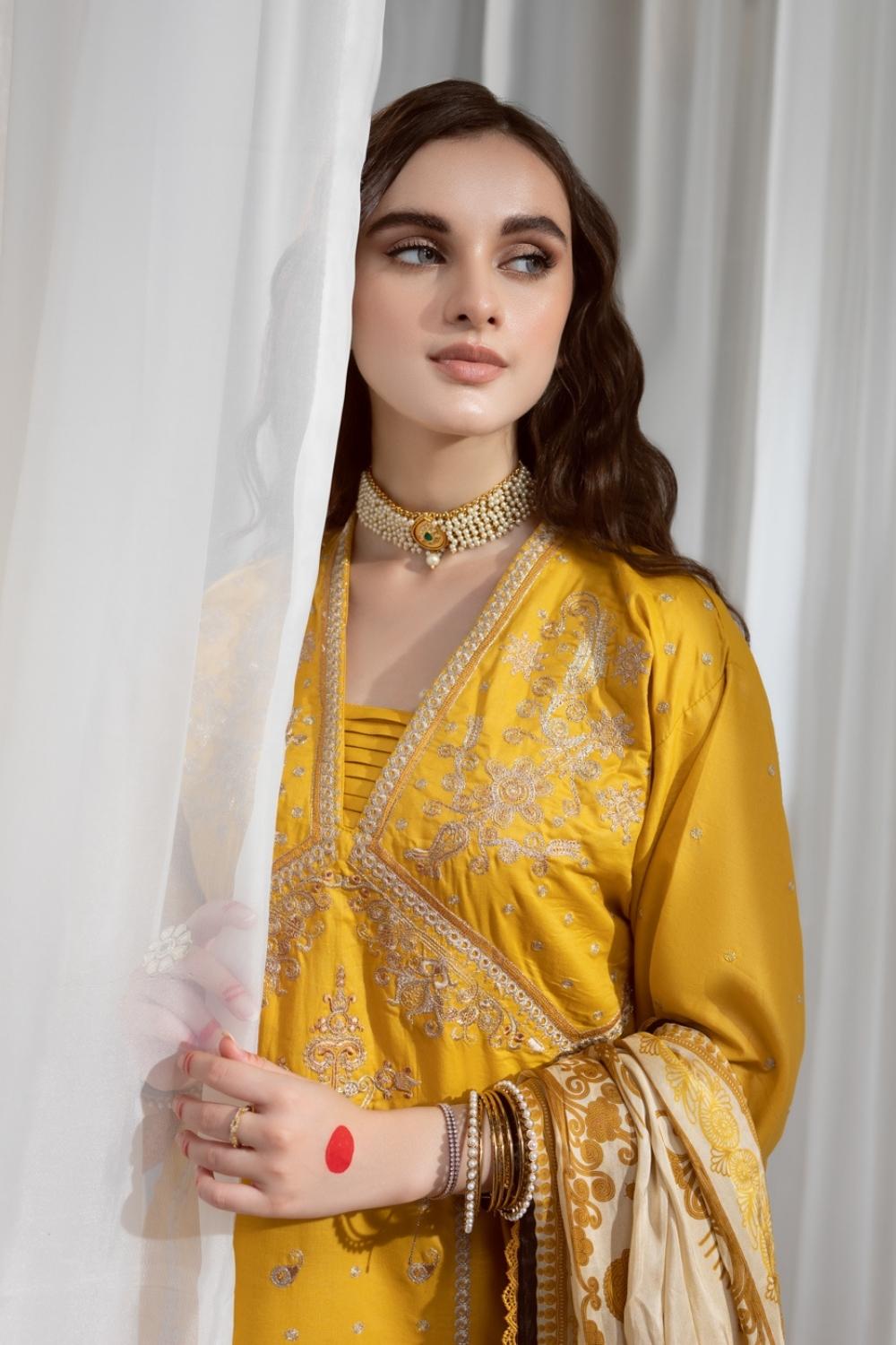 3PC Unstitched Embroidered Lawn Shirt | Silk Digital Printed Dupatta | Cambric Dyed Trouser