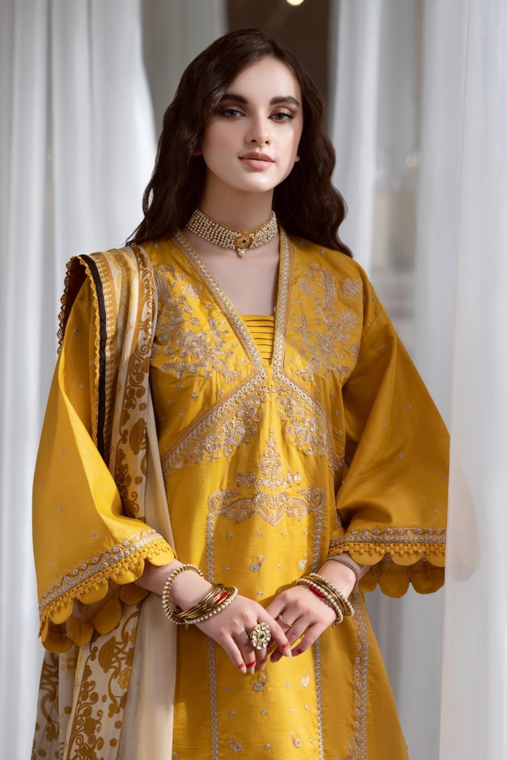 3PC Unstitched Embroidered Lawn Shirt | Silk Digital Printed Dupatta | Cambric Dyed Trouser