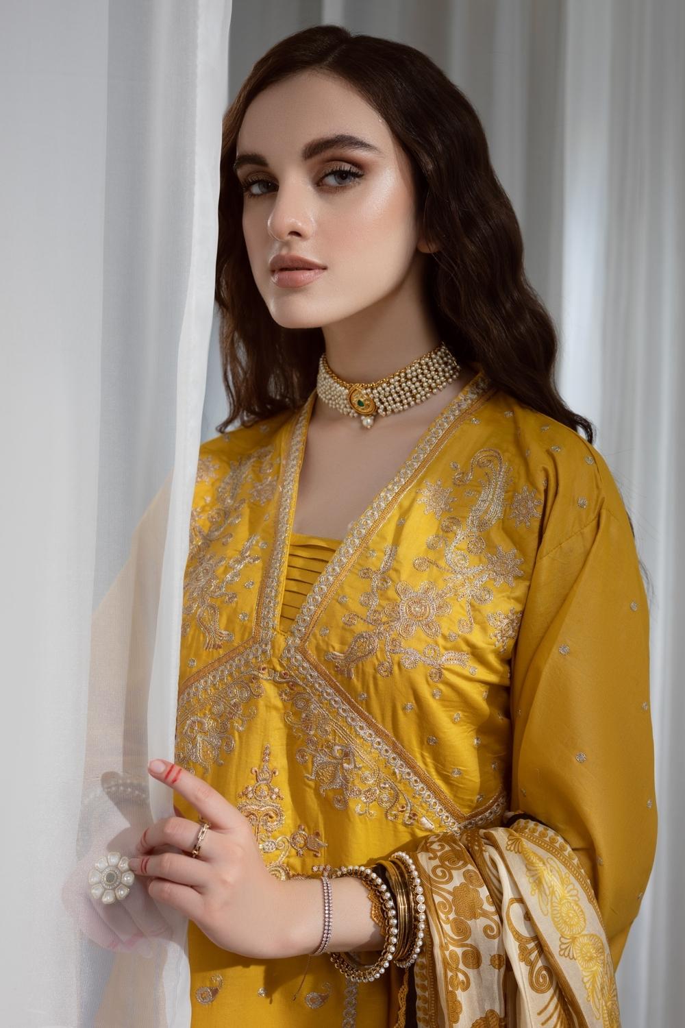 3PC Unstitched Embroidered Lawn Shirt | Silk Digital Printed Dupatta | Cambric Dyed Trouser