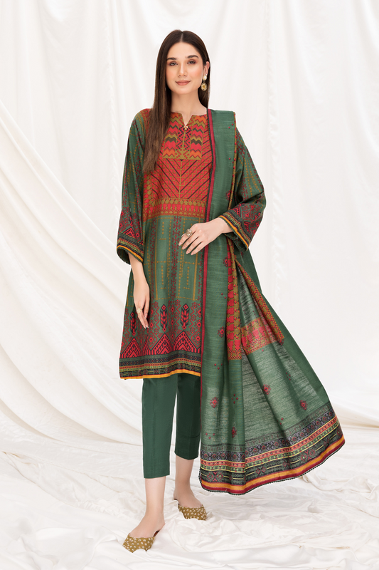 2 PC Unstitched | Khaddar Printed Shirt +  Dupatta