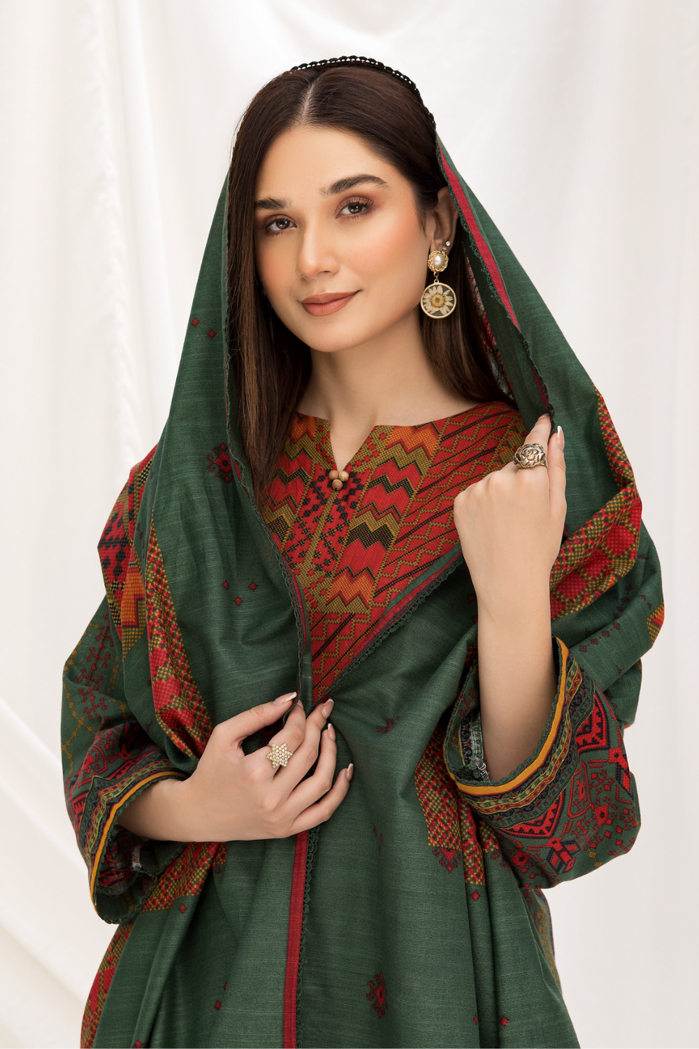 2 PC Unstitched | Khaddar Printed Shirt +  Dupatta