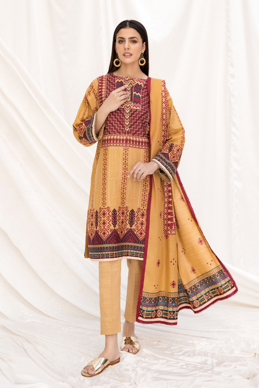 2 PC Unstitched | Khaddar Printed Shirt +  Dupatta