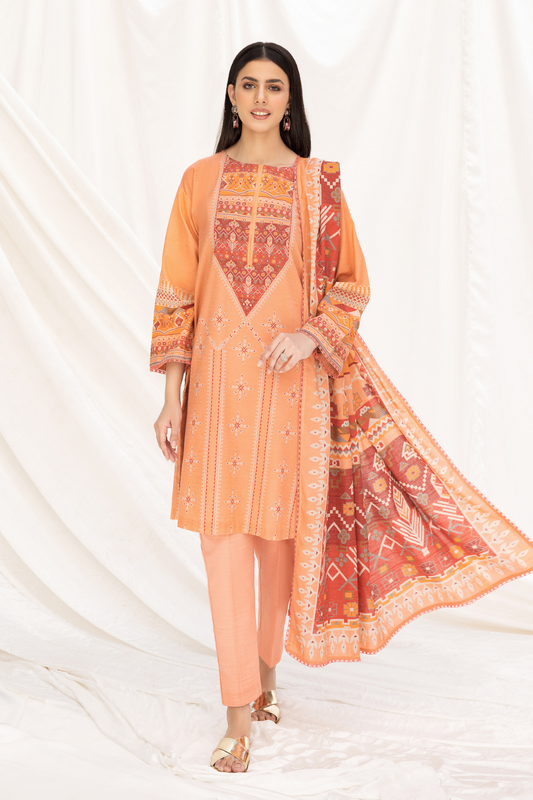 2 PC Unstitched | Khaddar Printed Shirt +  Dupatta
