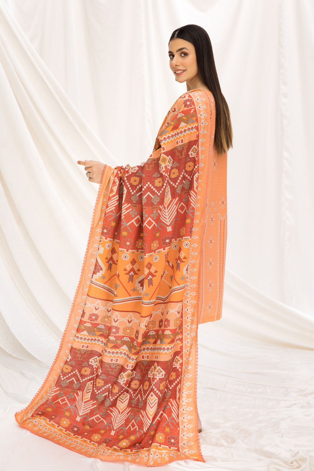 2 PC Unstitched | Khaddar Printed Shirt +  Dupatta