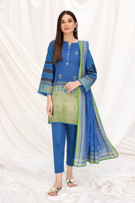 2 PC Unstitched | Khaddar Printed Shirt +  Dupatta