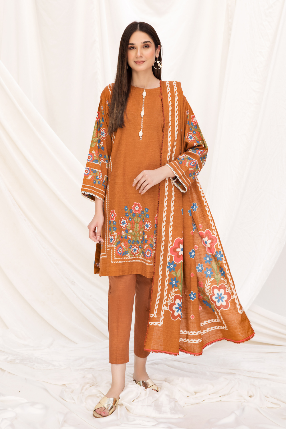 2 PC Unstitched | Khaddar Printed Shirt +  Dupatta