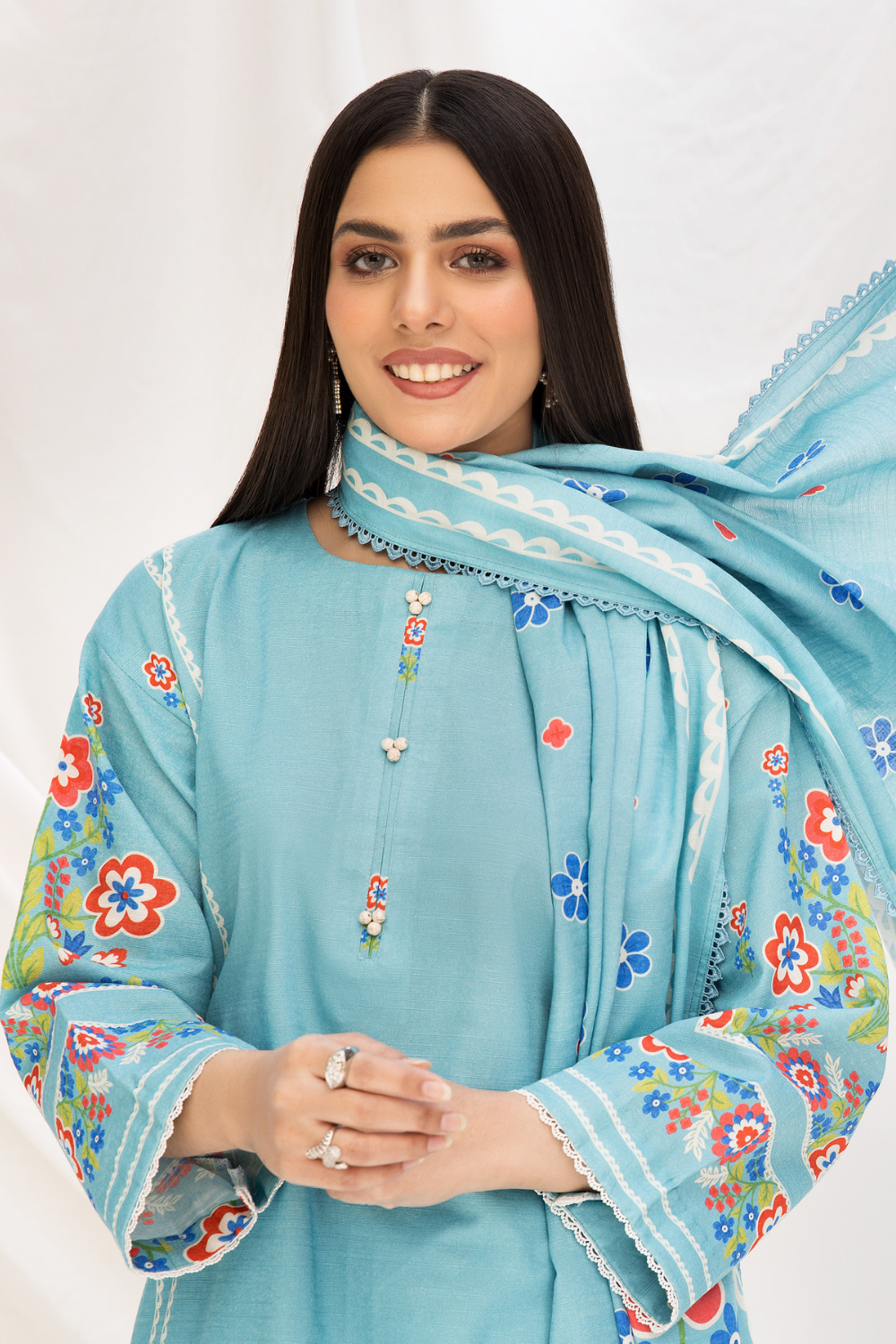 2 PC Unstitched | Khaddar Printed Shirt +  Dupatta