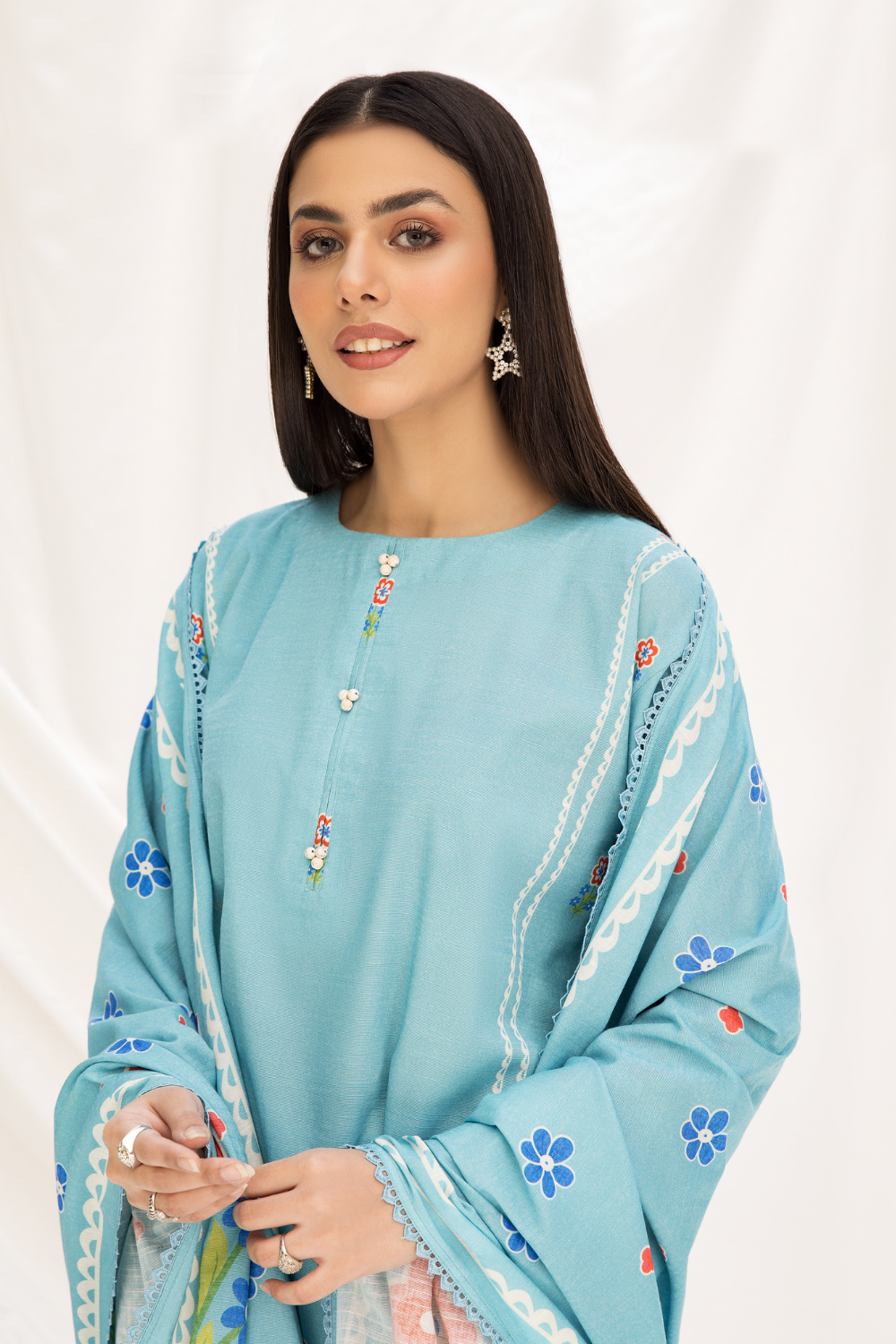 2 PC Unstitched | Khaddar Printed Shirt +  Dupatta