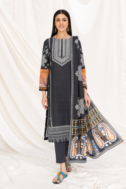 2 PC Unstitched | Khaddar Printed Shirt +  Dupatta