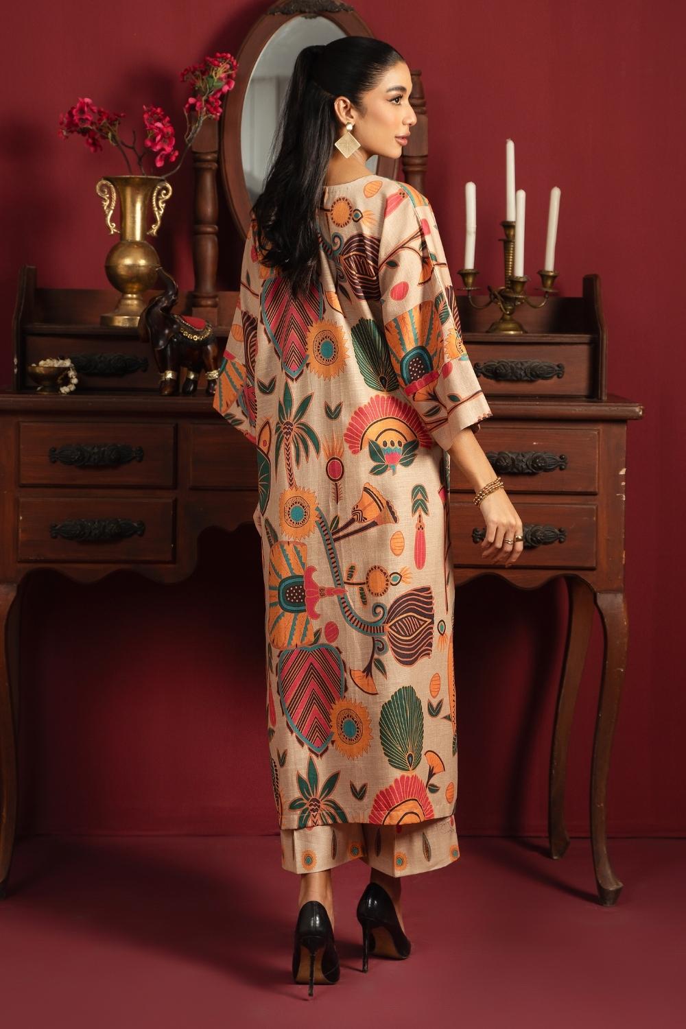 2PC Unstitched |Printed Khaddar Shirt + Trouser