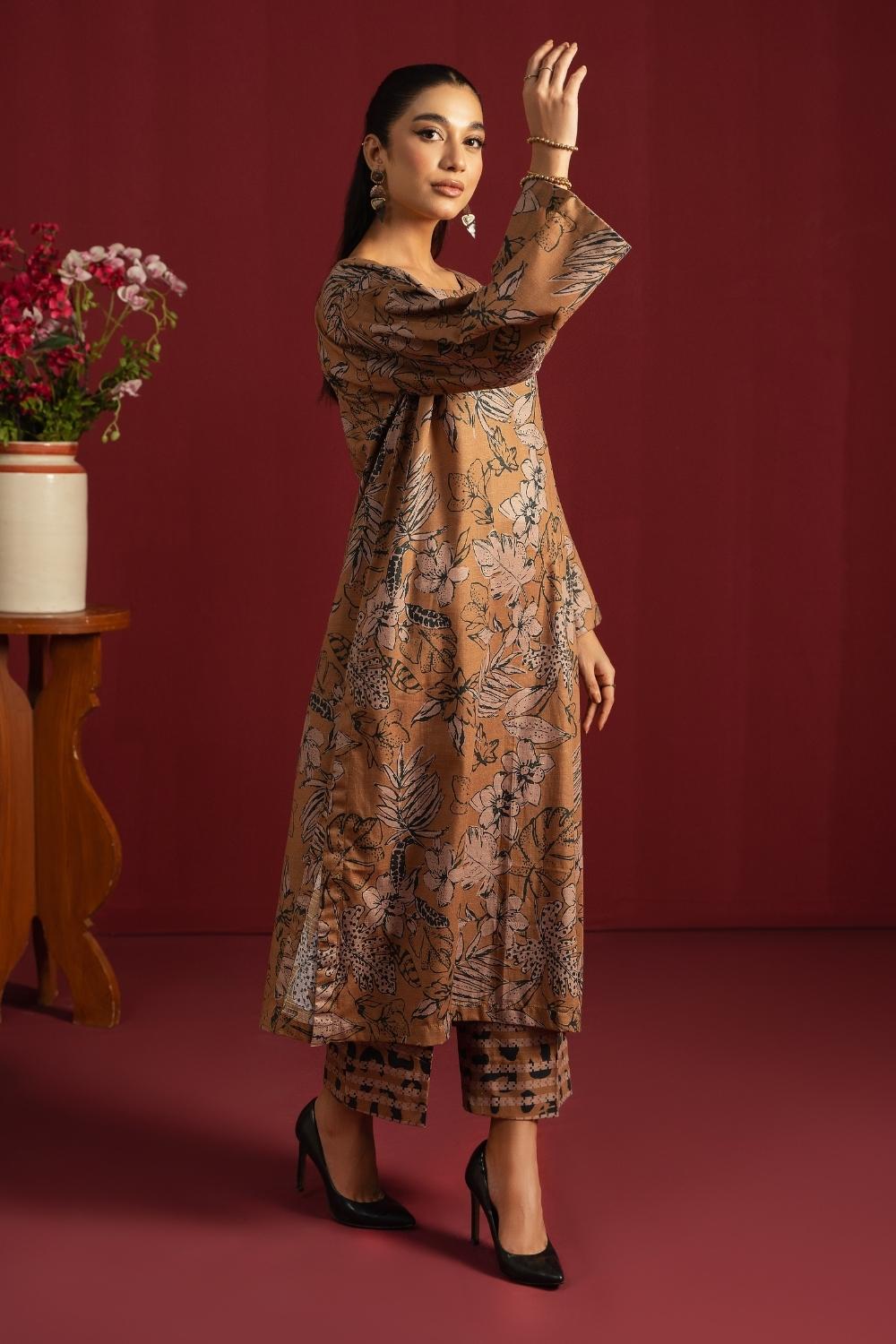 2PC Unstitched |Printed Khaddar Shirt + Trouser