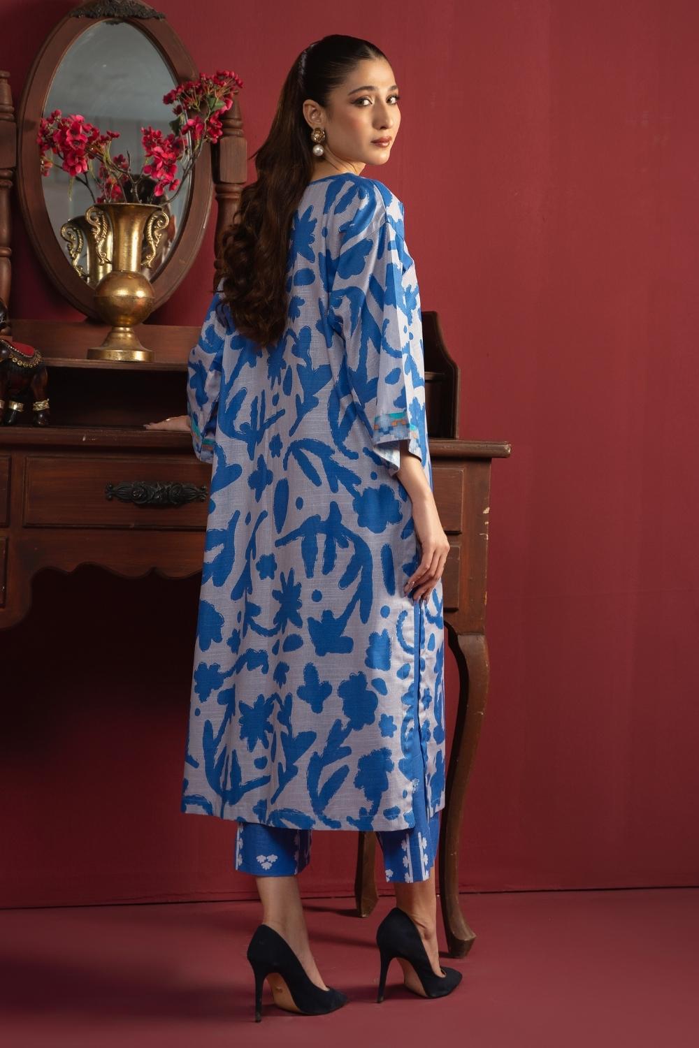 2PC Unstitched |Printed Khaddar Shirt + Trouser