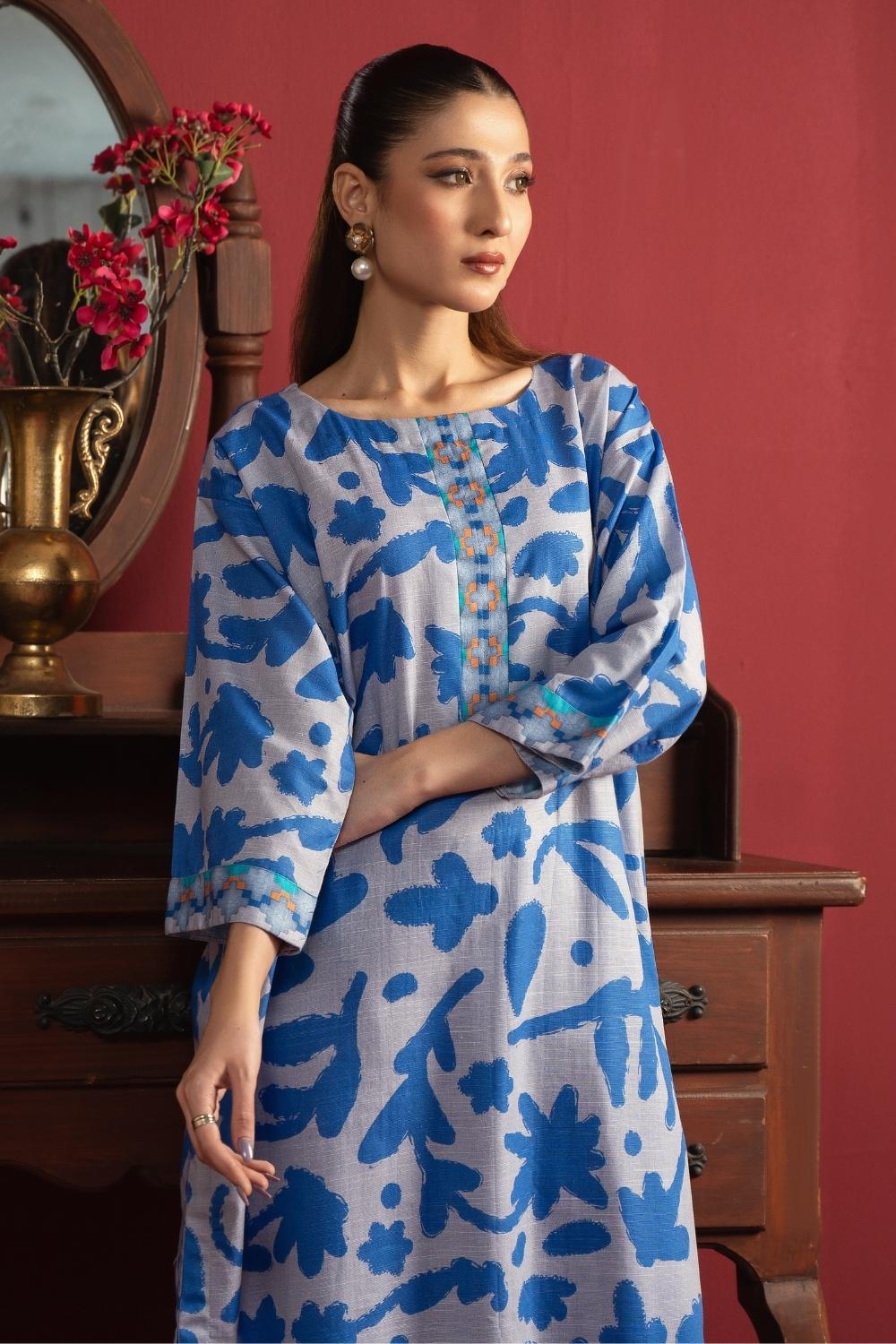 2PC Unstitched |Printed Khaddar Shirt + Trouser