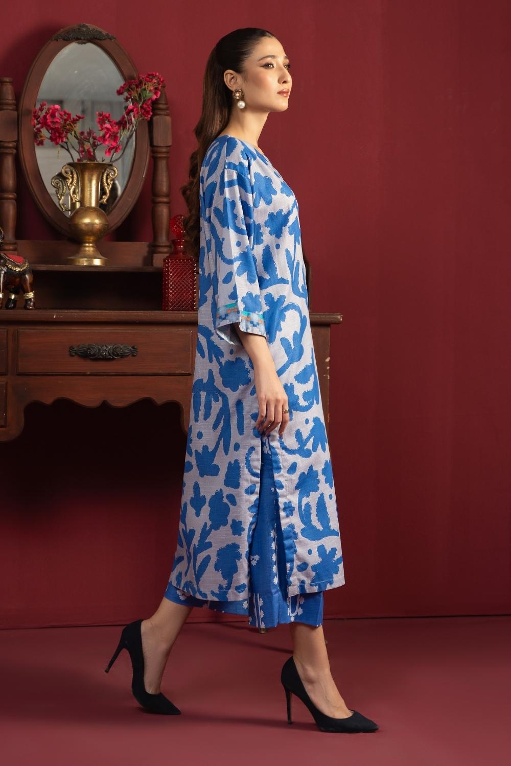 2PC Unstitched |Printed Khaddar Shirt + Trouser