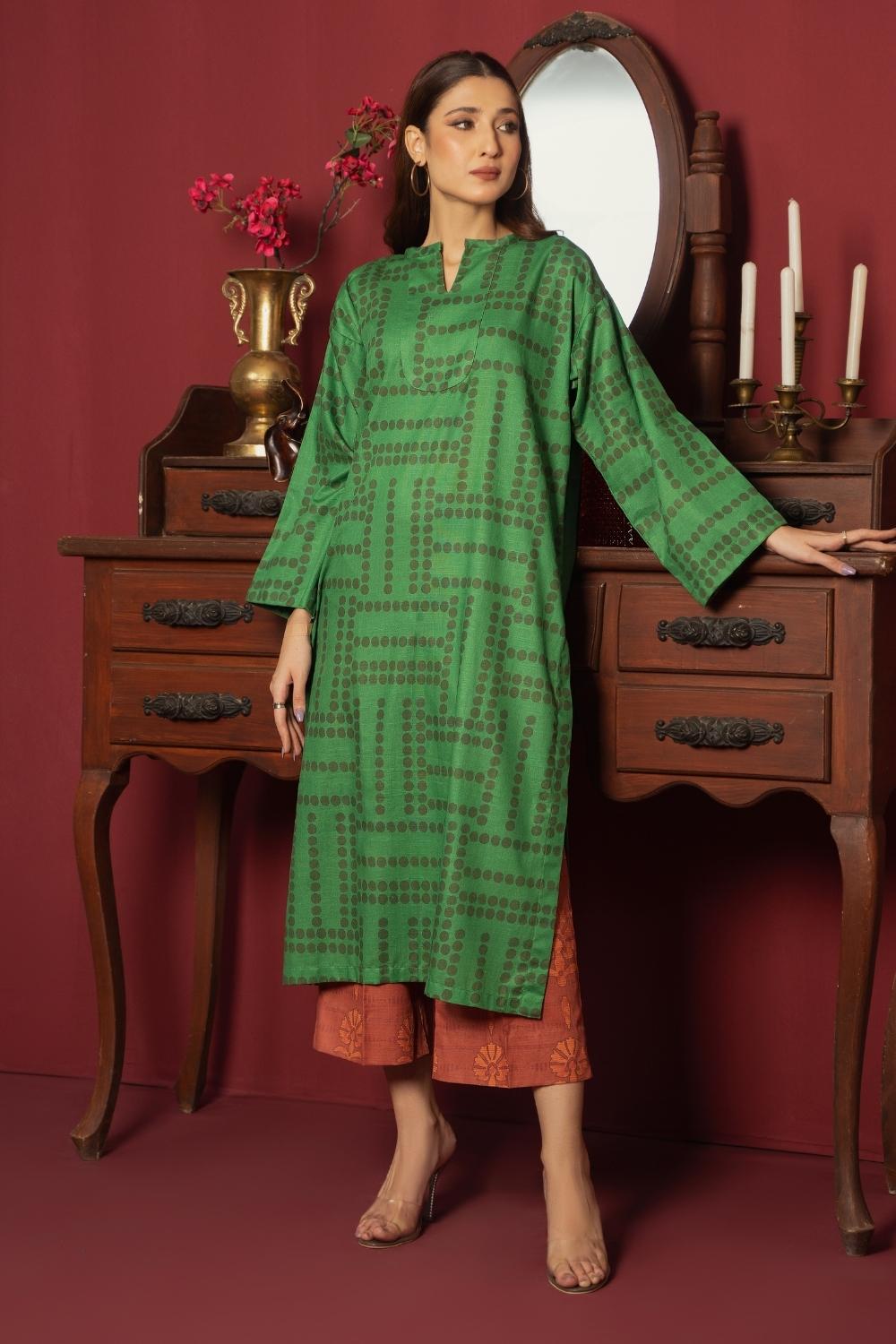 2PC Unstitched |Printed Khaddar Shirt + Trouser