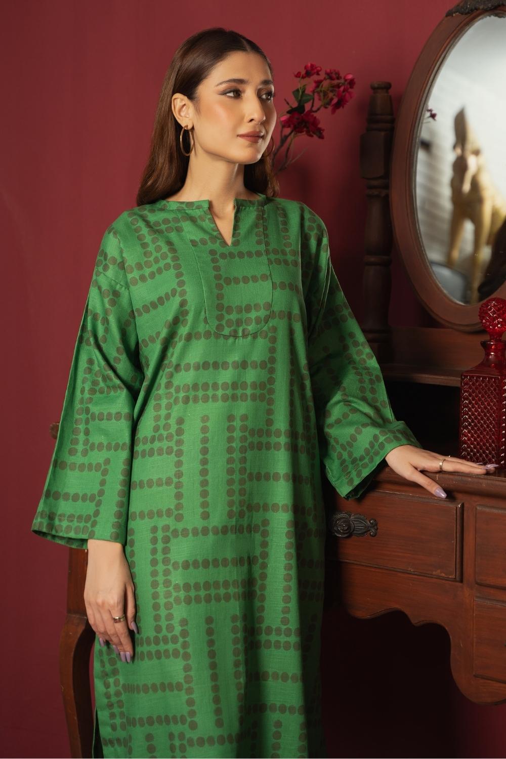 2PC Unstitched |Printed Khaddar Shirt + Trouser