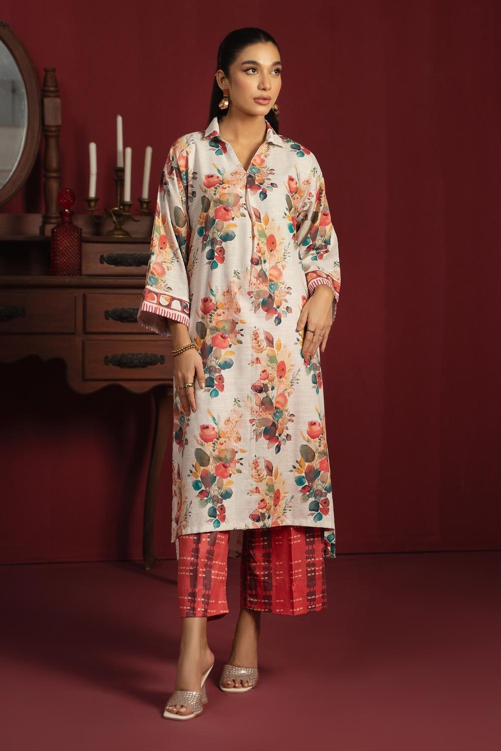 2PC Unstitched |Printed Khaddar Shirt + Trouser