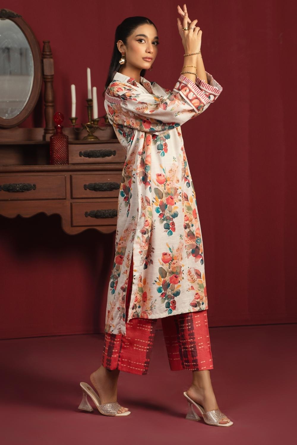 2PC Unstitched |Printed Khaddar Shirt + Trouser