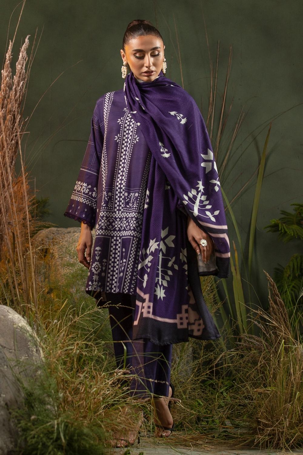 3PC Unstitched |Printed Khaddar Shirt+ Viscose Shawl + Trouser