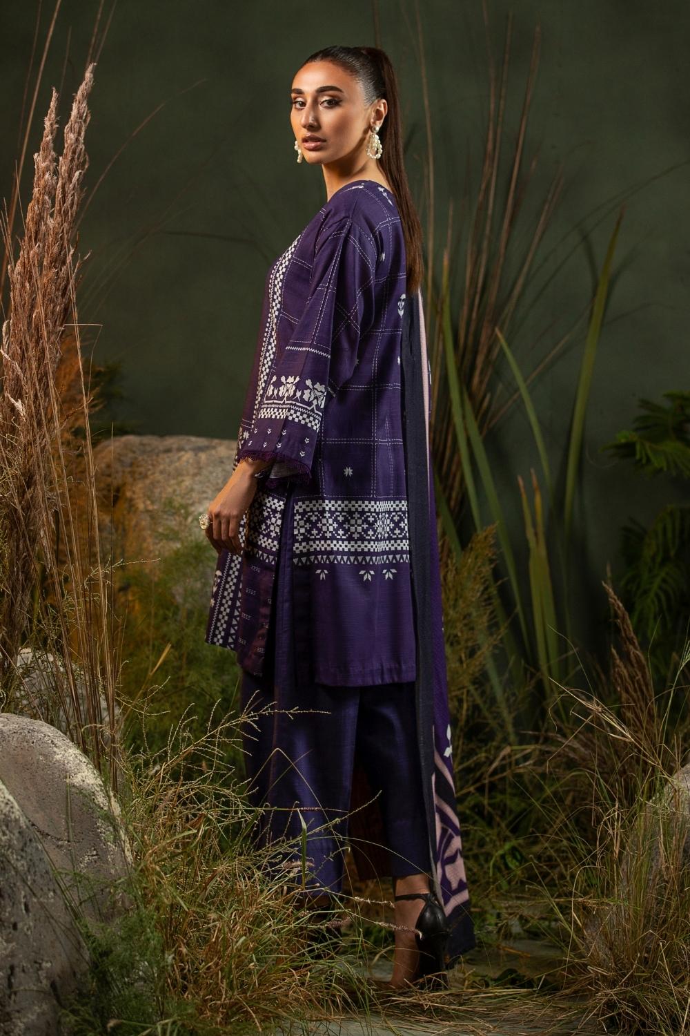 3PC Unstitched |Printed Khaddar Shirt+ Viscose Shawl + Trouser