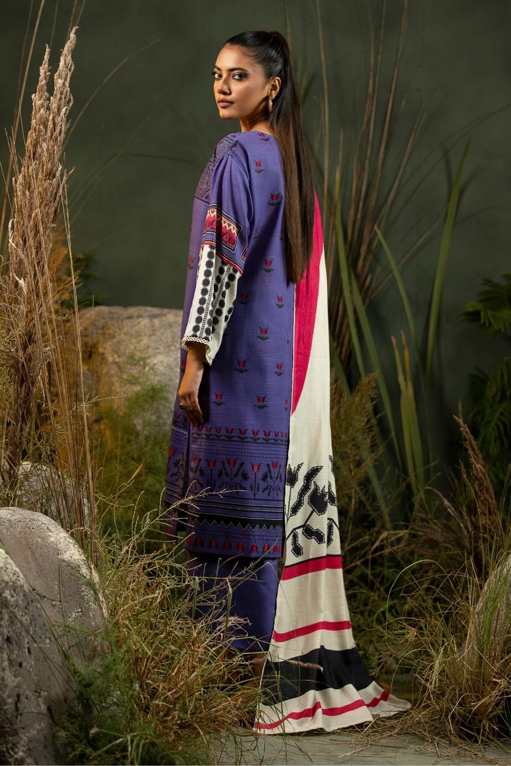 3PC Unstitched |Printed Khaddar Shirt+ Viscose Shawl + Trouser