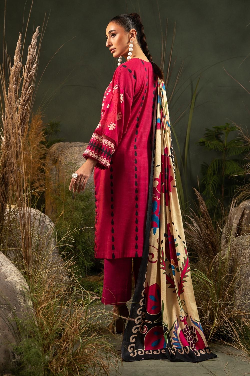 3PC Unstitched |Printed Khaddar Shirt+ Viscose Shawl + Trouser