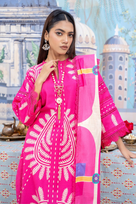 3PC Unstitched |Printed Khaddar Suit
