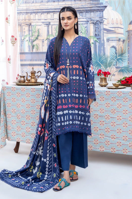 3PC Unstitched |Printed Khaddar Suit