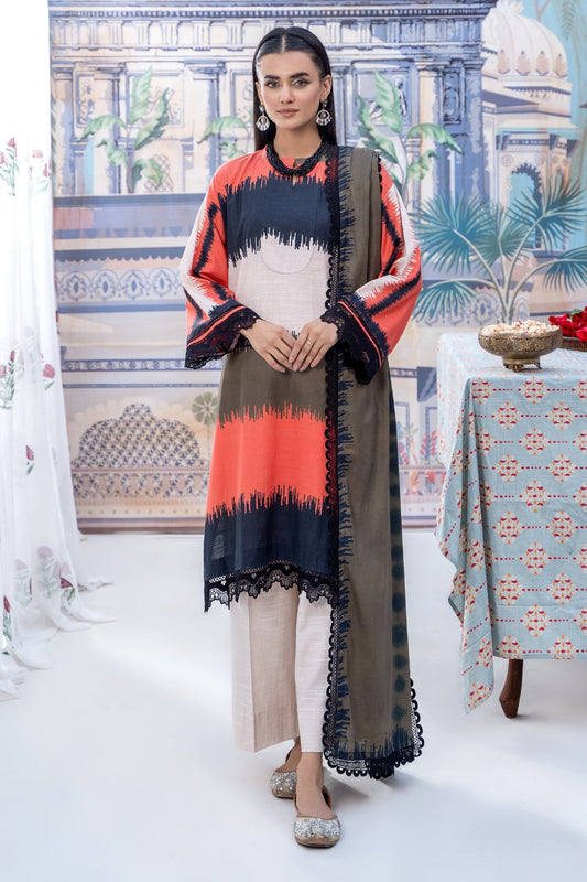 3PC Unstitched |Printed Khaddar Suit