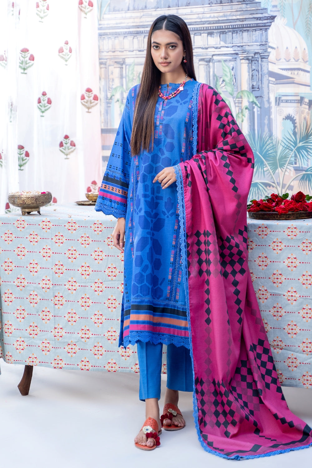 3PC Unstitched |Printed Khaddar Suit