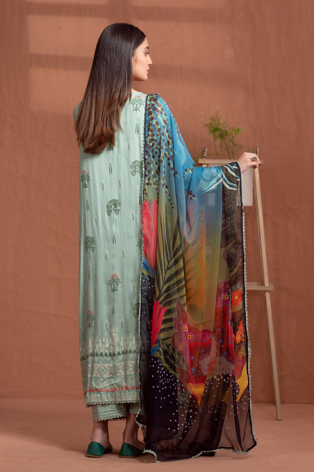 3PC Unstitched | Printed Jacquard Shirt+Chiffon Dupatta+Trouser