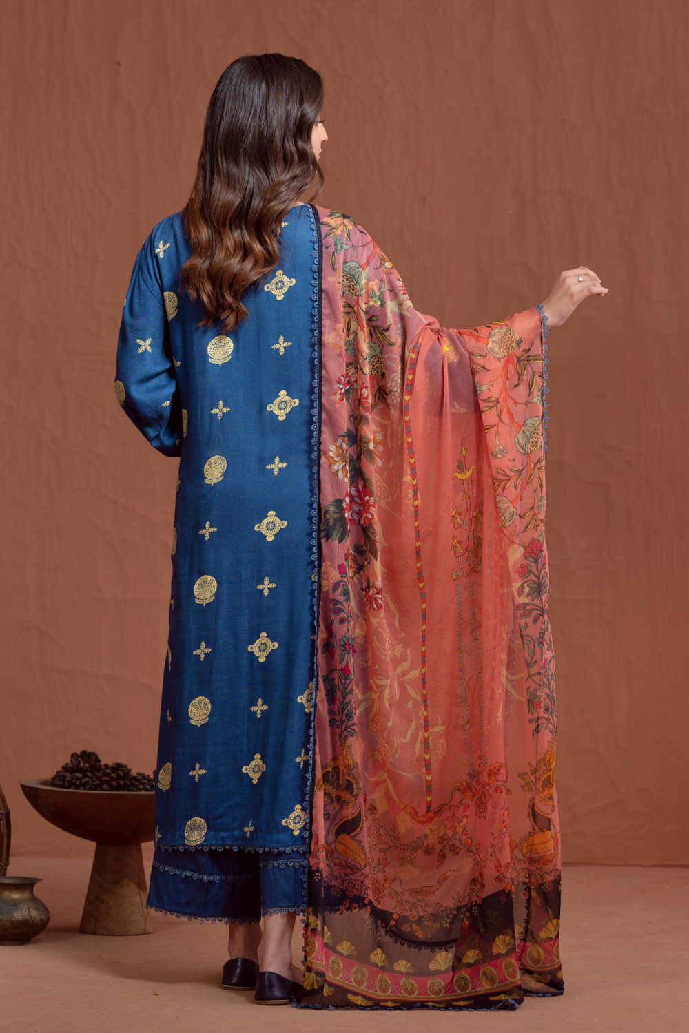 3PC Unstitched | Printed Jacquard Shirt+Chiffon Dupatta+Trouser