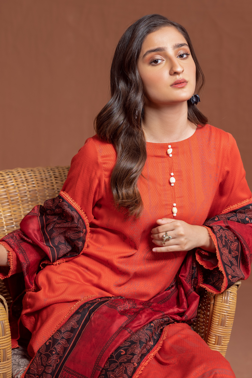 3PC Unstitched | Printed Jacquard Shirt+ Silk Dupatta+Trouser
