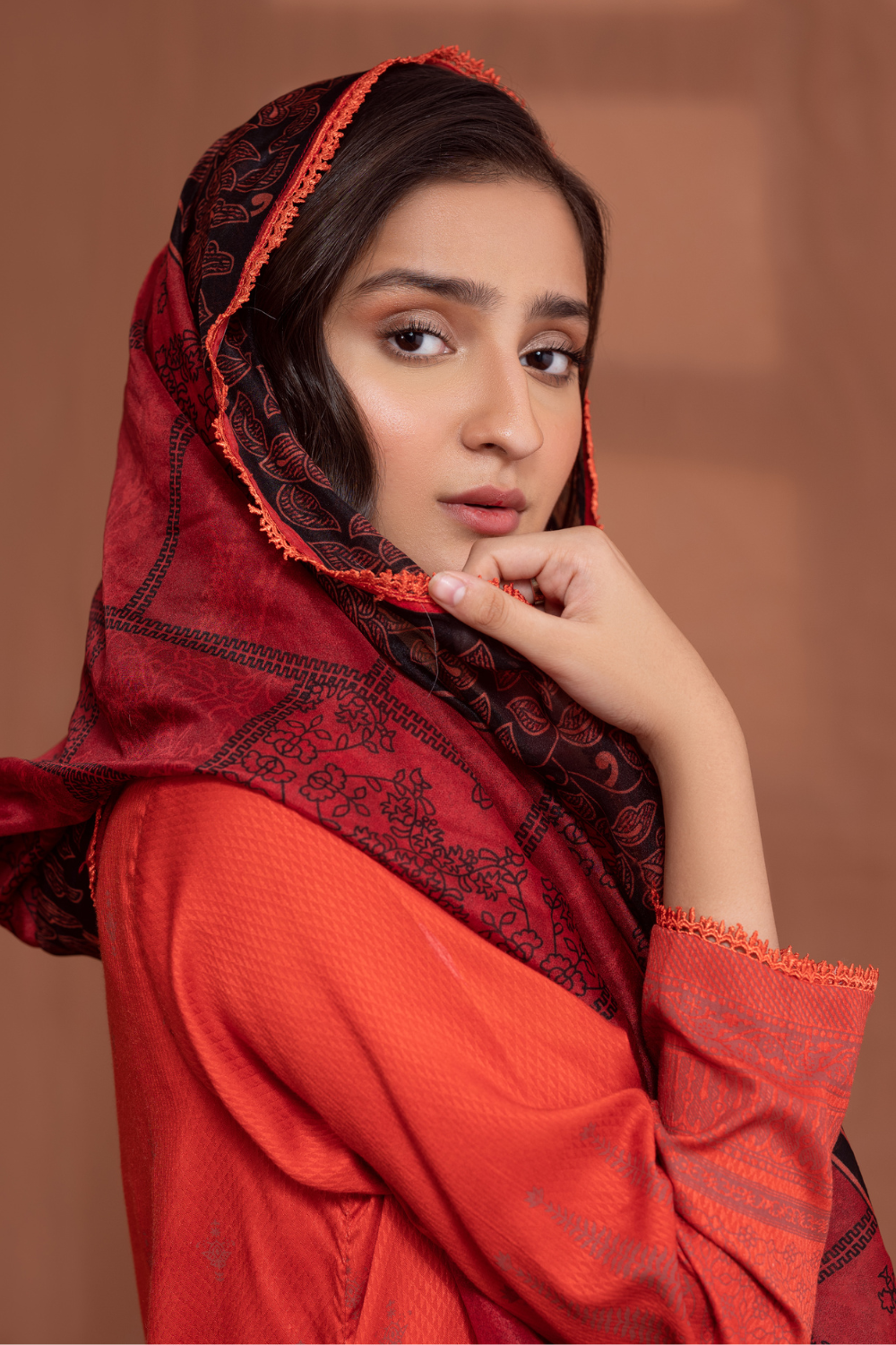 3PC Unstitched | Printed Jacquard Shirt+ Silk Dupatta+Trouser