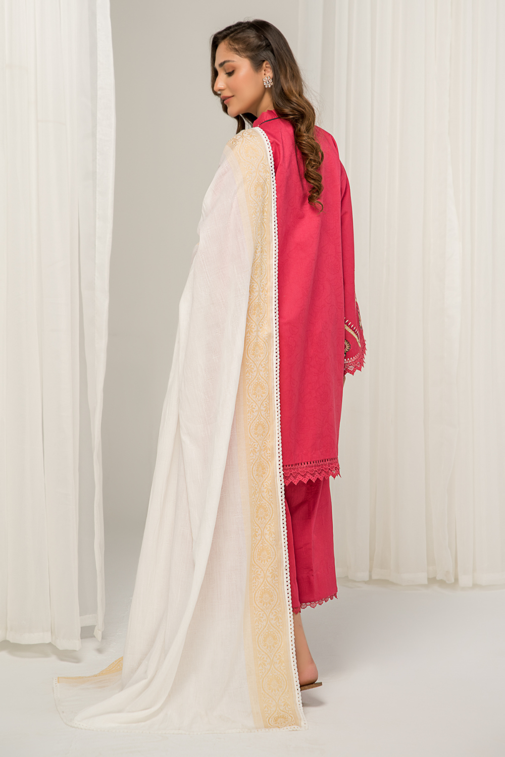 3 PC Unstitched Jacquard Embroidered Suit