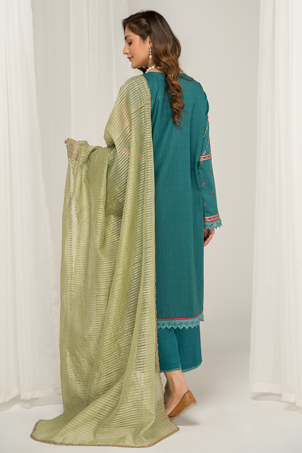 3 PC Unstitched | Jacquard Embroidered Suit
