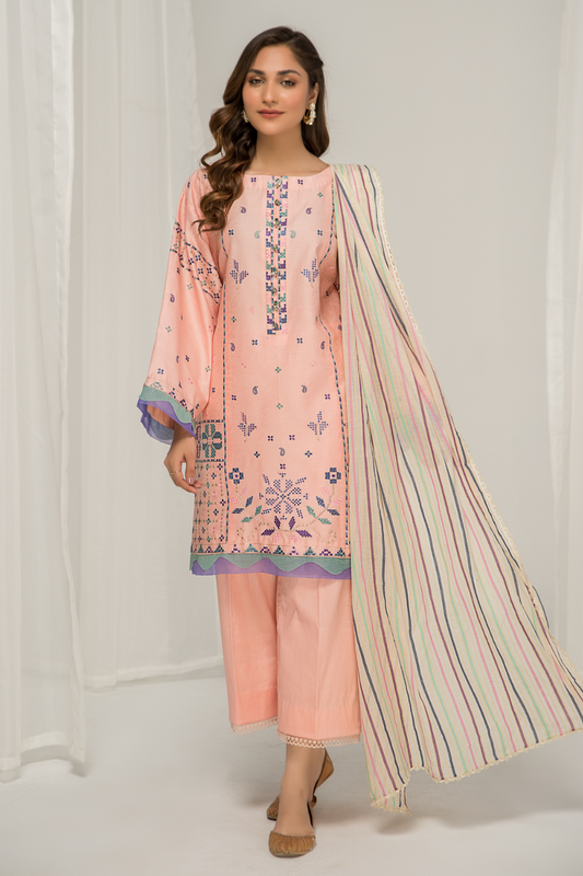 3 PC Unstitched Jacquard Embroidered Suit