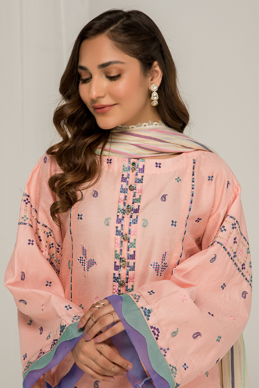 3 PC Unstitched Jacquard Embroidered Suit