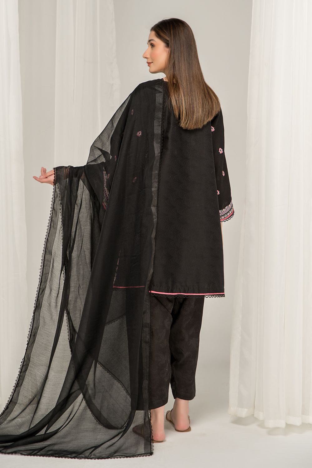 3 PC Unstitched Jacquard Embroidered Suit