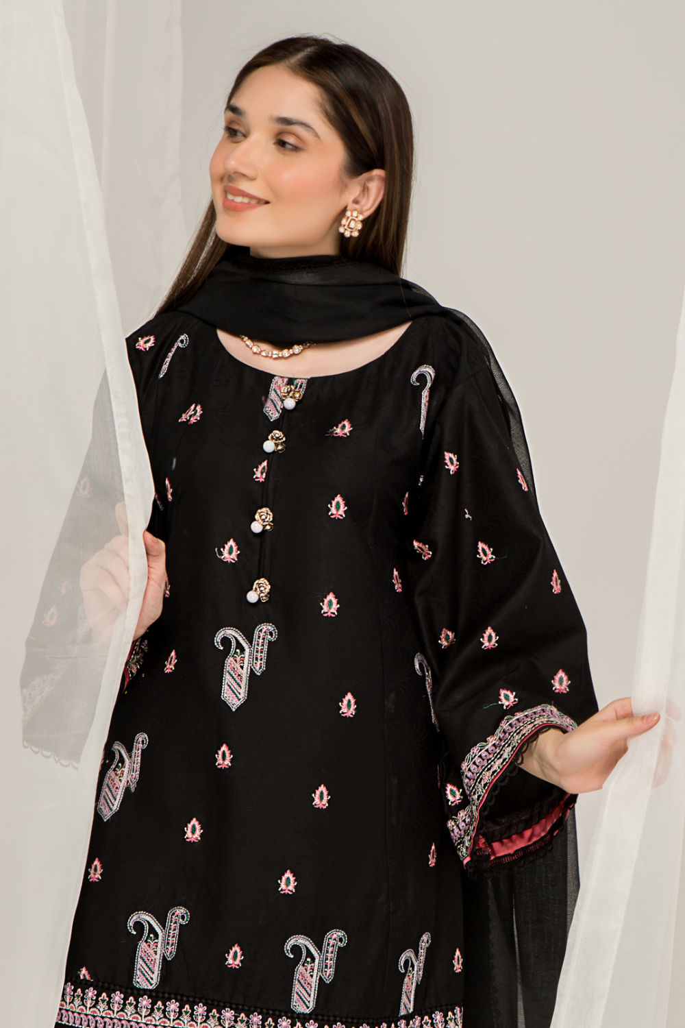 3 PC Unstitched Jacquard Embroidered Suit