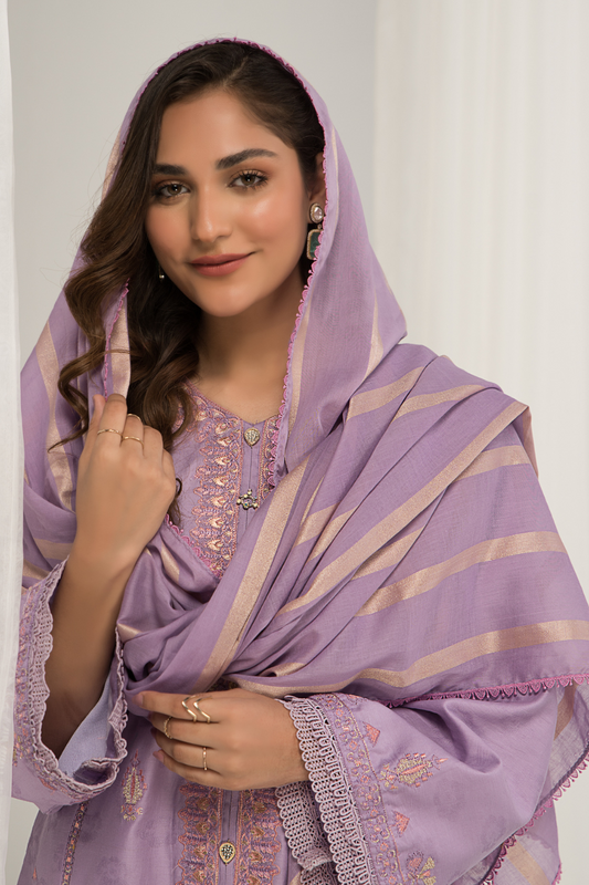 3 PC Unstitched Jacquard Embroidered Suit