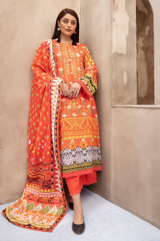 3 PC Unstitched | Printed Shirt + Printed Dupatta + Dyed Trouser