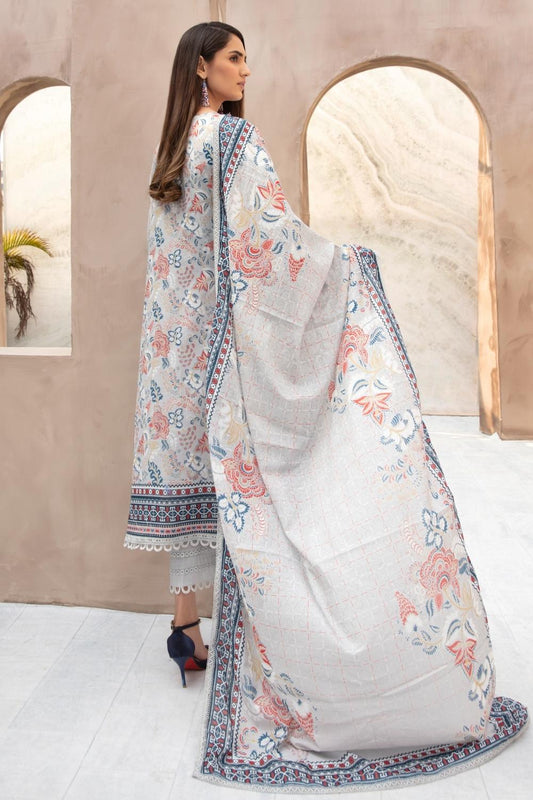 3 PC Unstitched | Printed Shirt +Printed Cotton Net Dupatta + Dyed Trouser