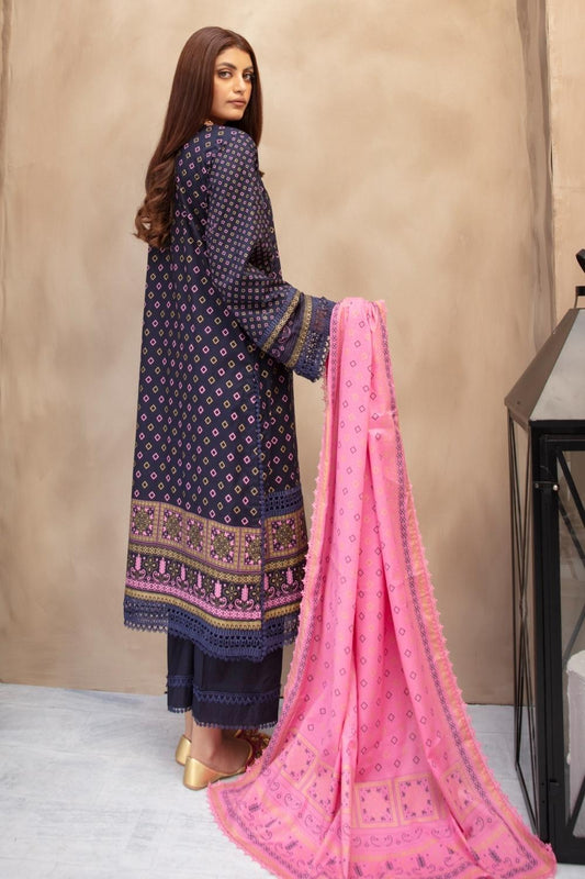 3 PC Unstitched | Printed Shirt + Printed Dupatta + Dyed Trouser