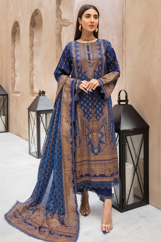 3 PC Unstitched | Printed Shirt + Printed Dupatta + Dyed Trouser