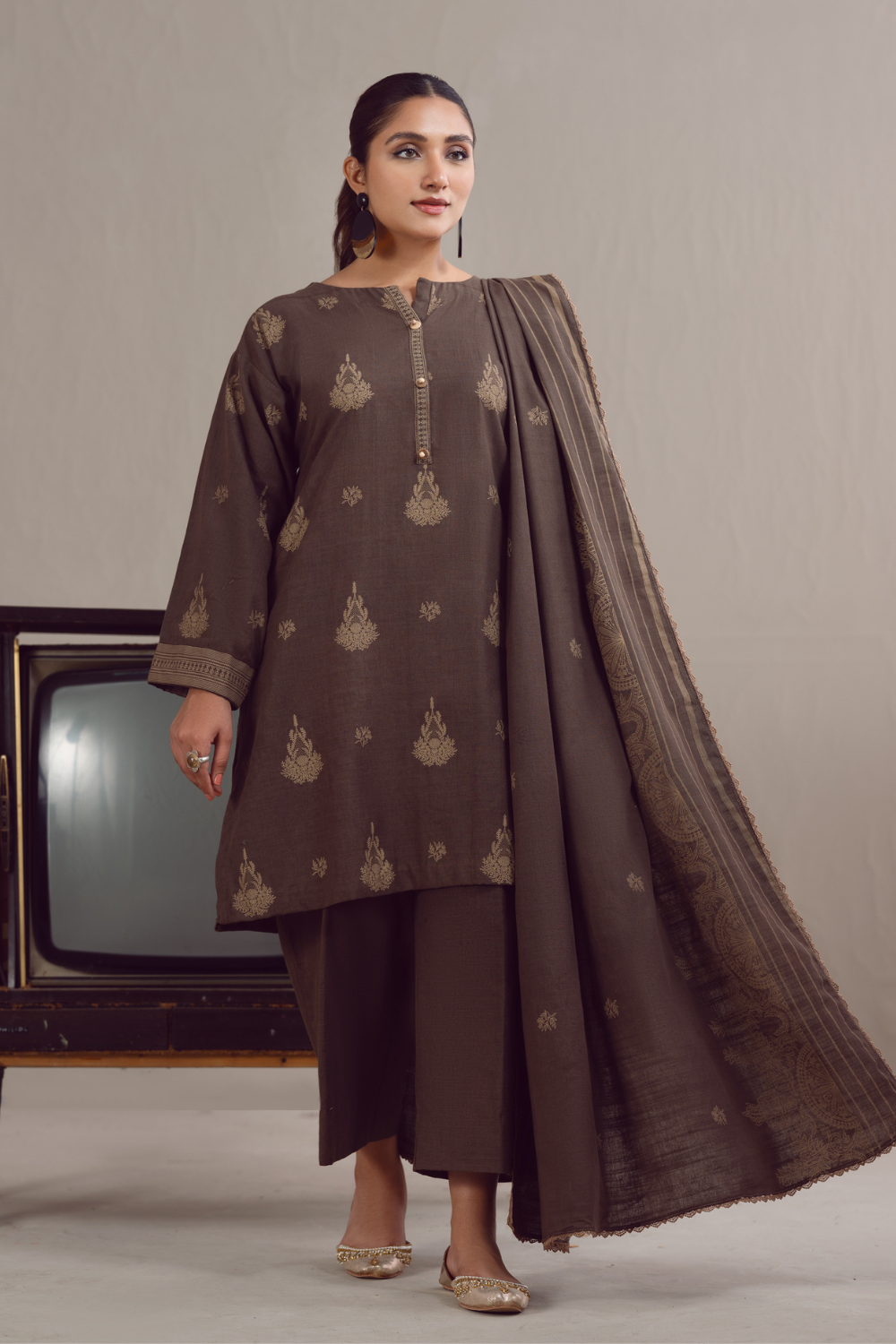 3 PC Unstitched | Khaddar Suit