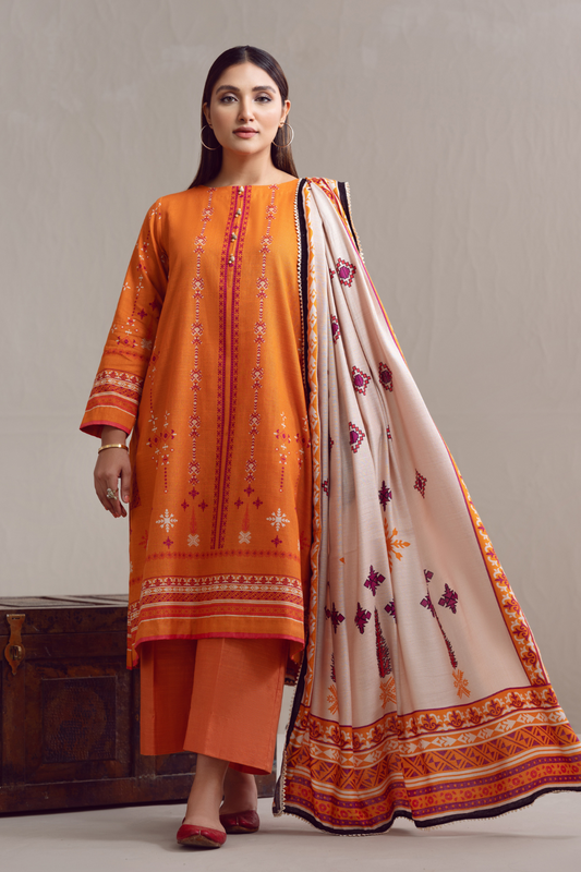3 PC Unstitched | Khaddar Suit + Cotton Viscose Dupatta