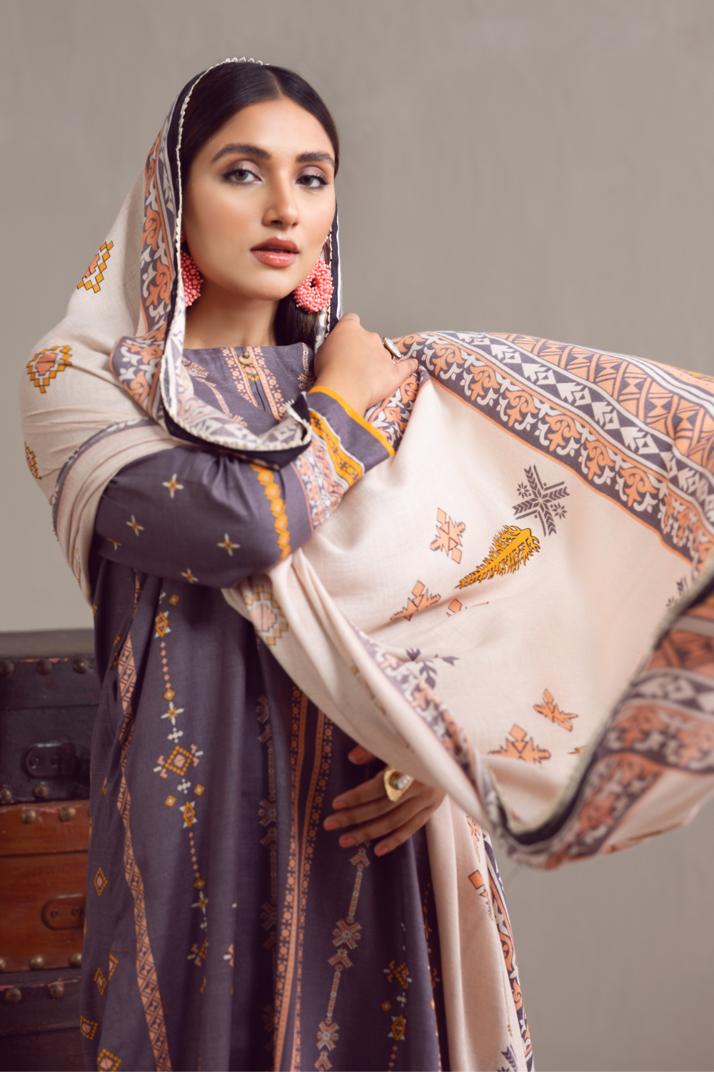 3 PC Unstitched | Khaddar Suit + Cotton Viscose Dupatta